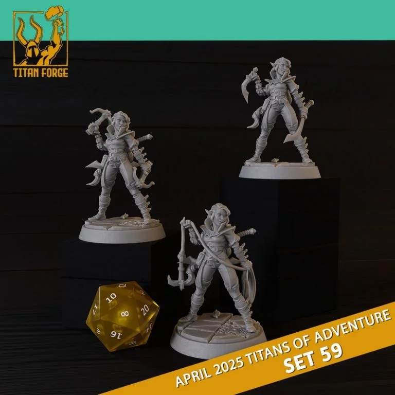 D&D英雄角色套装59——冒险之王3D打印模型|RPG – DnD Hero Characters – Titans of Adventure Set 59 – 3D Print Model