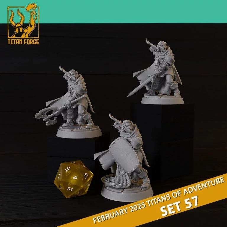 DnD英雄角色套装57：冒险巨擘3D打印模型|RPG – DnD Hero Characters – Titans of Adventure Set 57 – 3D Print Model