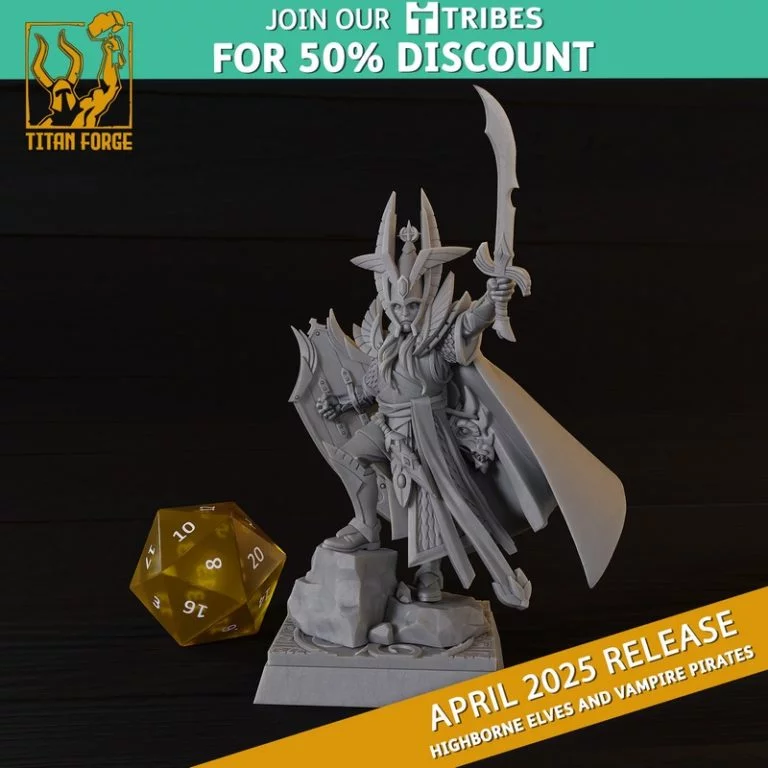 钛forge四月2025款：高耸精灵与吸血鬼海盗3D打印模型|Titan Forge – April 2025 – Highborne Elves and Vampire Pirates – 3D Print Model