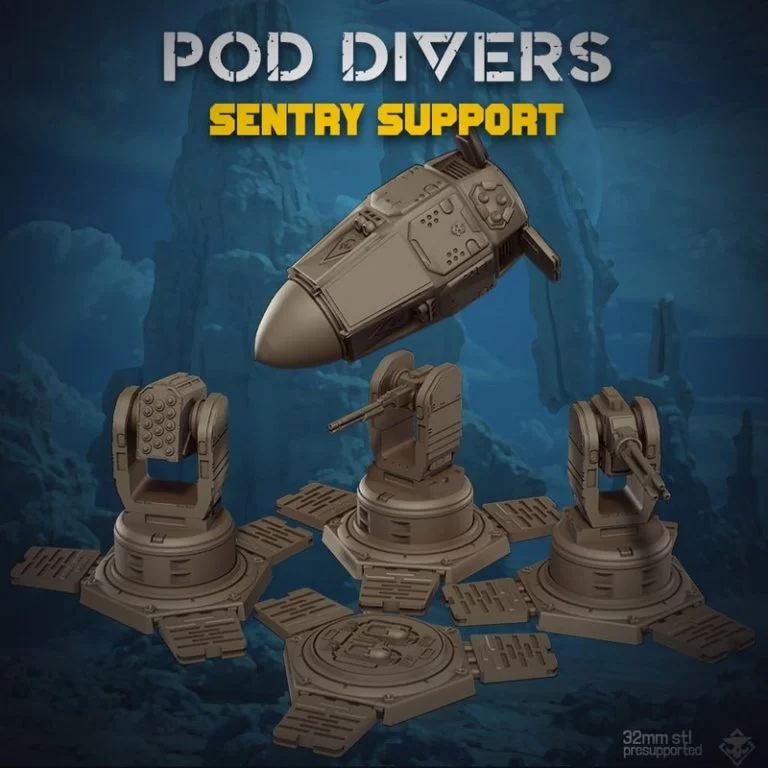 Pod Divers 萨尔瓦多 3D打印模型|Pod Divers Sentry Support – 3D Print Model