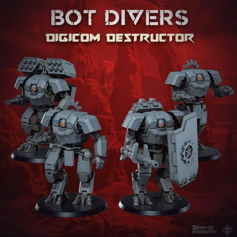 Bot Divers 3D打印模型：Digicom Destructor角色造型|Bot Divers Digicom Destructor – 3D Print Model