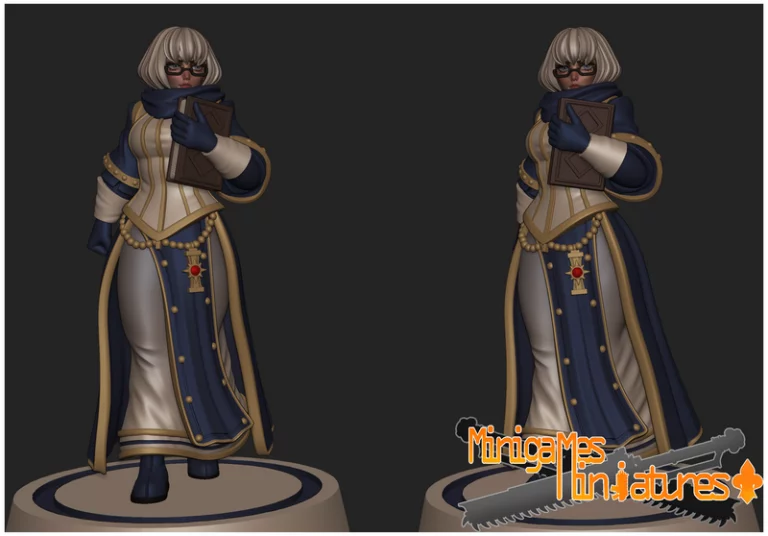 太空修女图书馆员动漫3D打印模型|Minigames Miniatures – Space Nun Librarian Anime Figurine – 3D Print Model