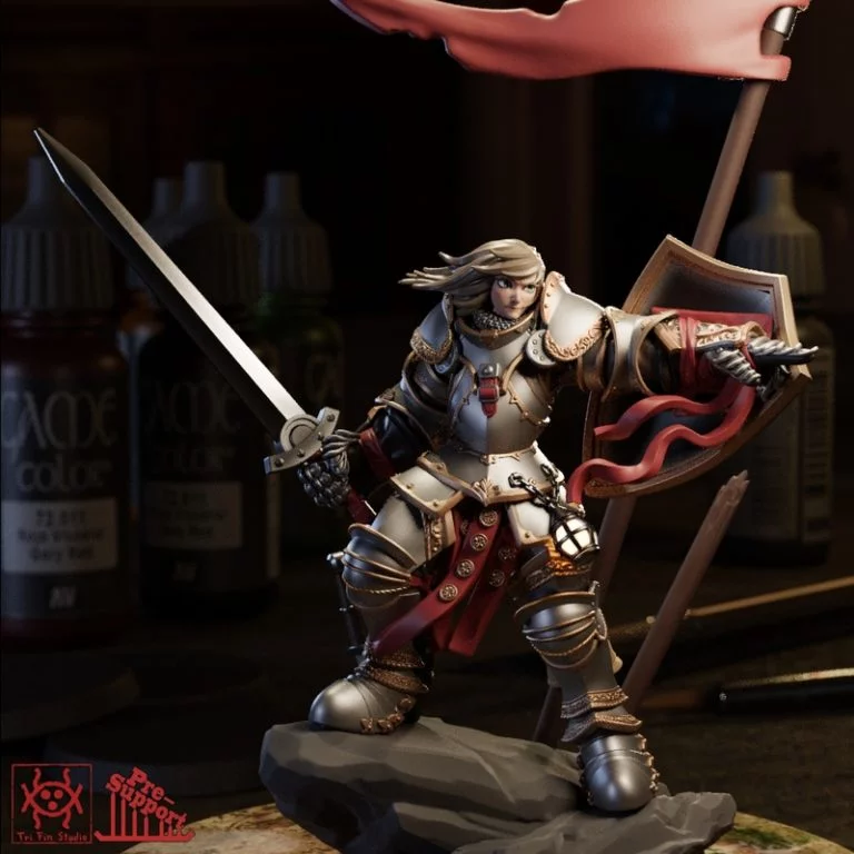 三角鳍工作室 - 冒险者 - 重甲女骑士 - 3D打印模型|Tri Fin Studio – Adventurer – Heavy Armored Female Knight – 3D Print Model