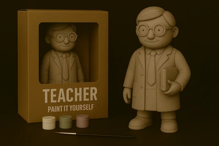 3D打印模型：漆画风格动漫角色设计|Teacher – Paint-It-Yourself – 3D Print Model