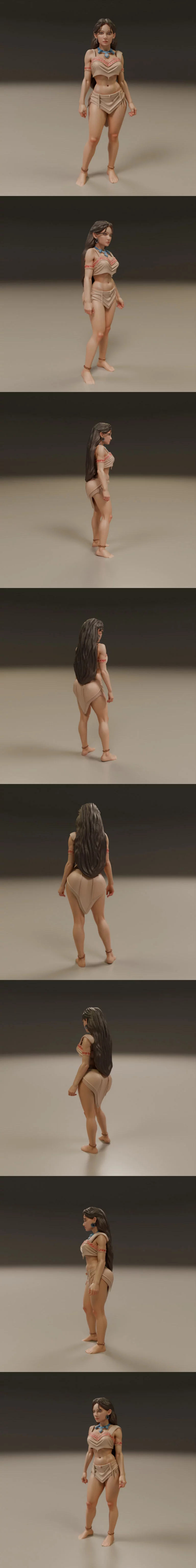 波卡洪塔斯复古风情3D打印模型|Pocahontas Pin-Up – 3D Print Model