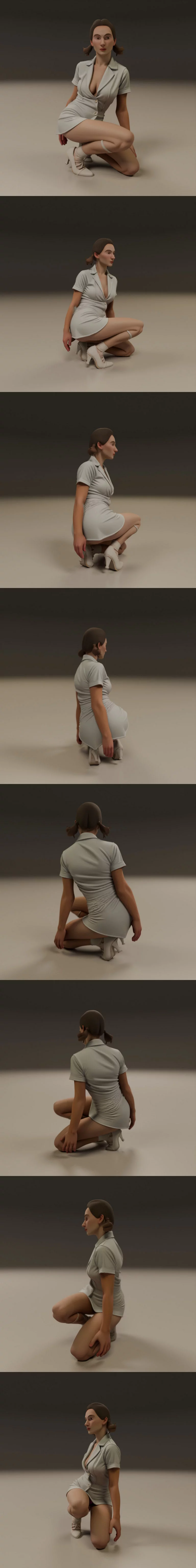 3D打印可爱少女坐姿模型|Pin-Up Sitting Girl – 3D Print Model
