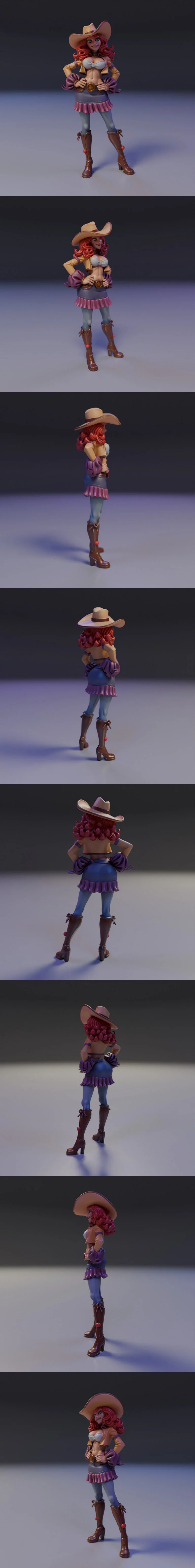 3D打印牛仔女郎模型|Pin-Up Cowgirl – 3D Print Model