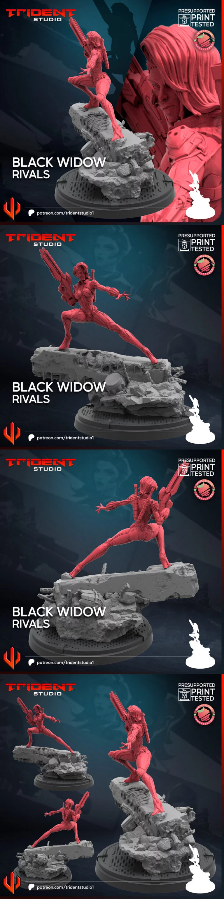 特里顿工作室 - 黑寡妇对手 - 3D打印模型|Trident Studio – Black Widow Rivals – 3D Print Model
