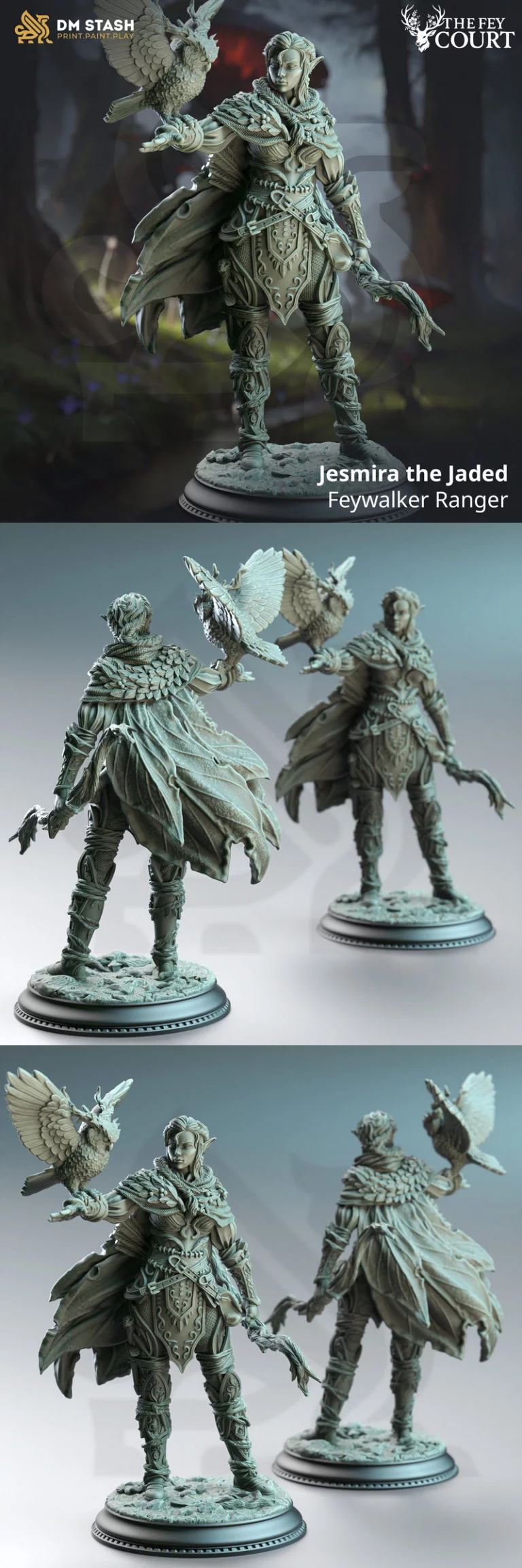 Jesmira·精灵游走者·3D打印模型|Jesmira the Jaded – Feywalker Ranger – 3D Print Model