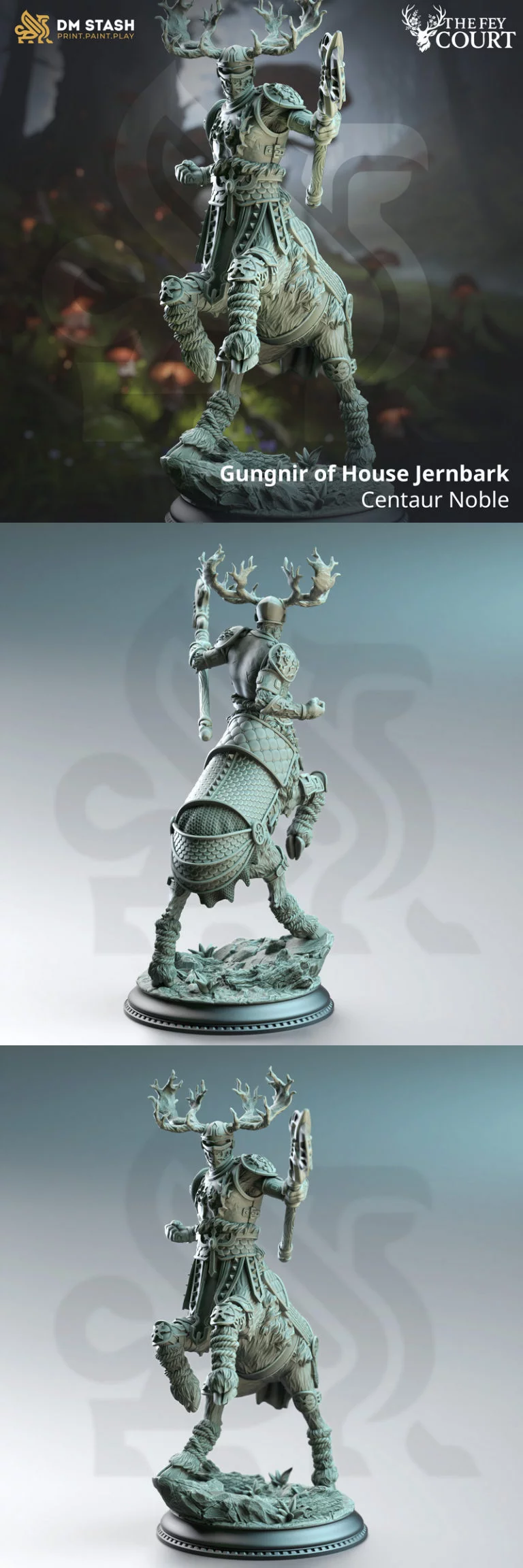杰尔纳布克家族的冈格尼尔——人马族贵族——3D打印模型|Gungnir of House Jernbark – Centaur Noble – 3D Print Model