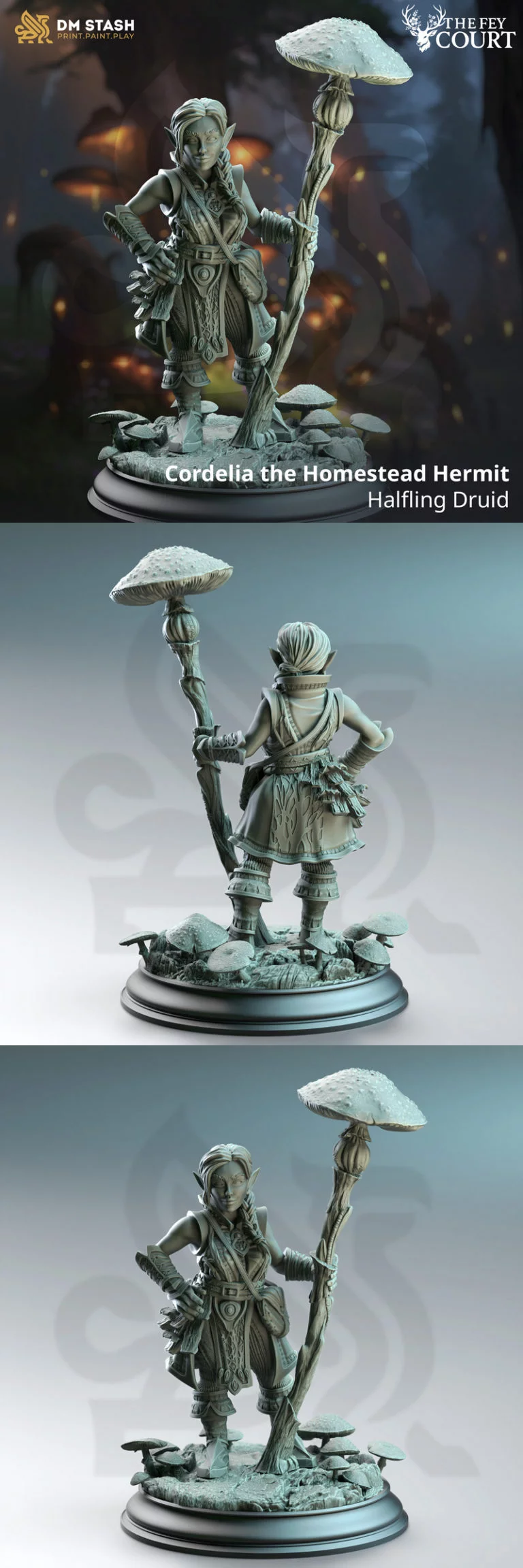 宅女德洛丽丝——半兽人德鲁伊——3D打印模型|Cordelia the Homestead Hermit – Halfling Druid – 3D Print Model