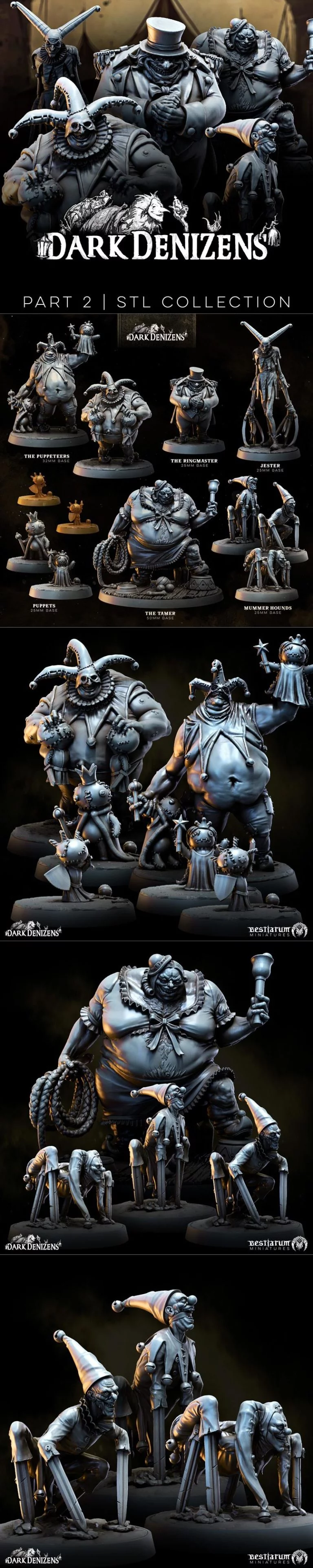 暗影生物迷你模型： circus 3D打印作品|Bestiarum Miniatures – Dark Denizens Part 2 – The Circus – 3D Print Model STL