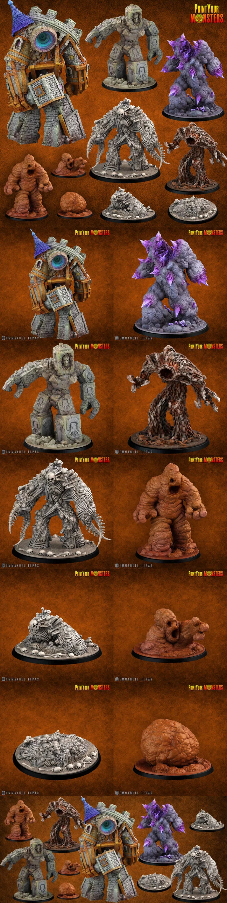 Print Your Monsters – Vol.06 – Golems Pack – 3D Print Model