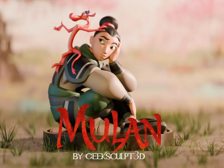 迪士尼花木兰与Mushu 3D打印模型|Mulan and Mushu Action Figure for Disney Fans – 3D Print Model