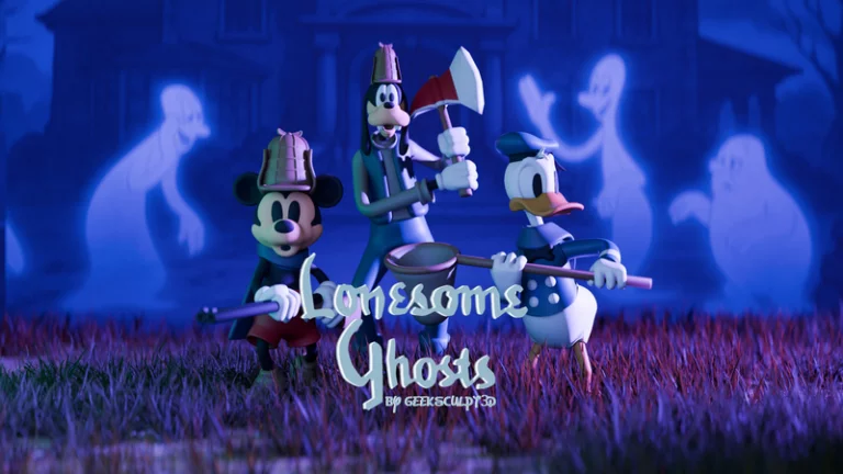 米奇老鼠、高飞和唐老鸭孤独鬼魂3D打印模型|Mickey Mouse, Goofy and Donald Duck Lonesome Ghosts Figurines – 3D Print Model