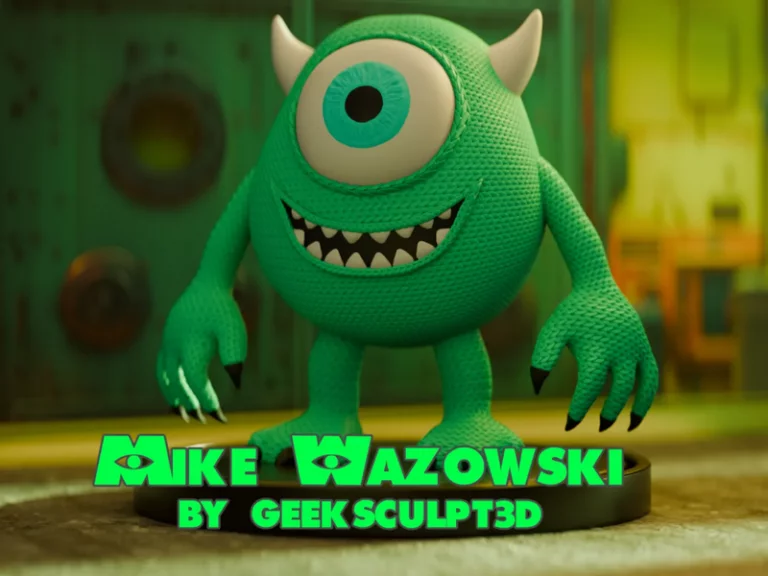 怪物电力公司3D打印模型：米克·瓦佐斯基雕塑|Mike Wazowski – Fun Monsterc Inc Sculpture – 3D Print Model