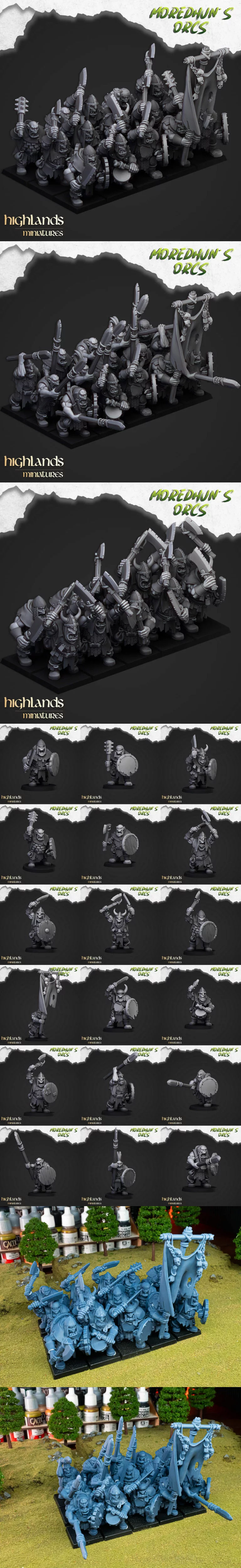 高地迷你模型-奥克战士-3D打印玩偶|Highlands Miniatures – Orc Warriors – 3D Print Model