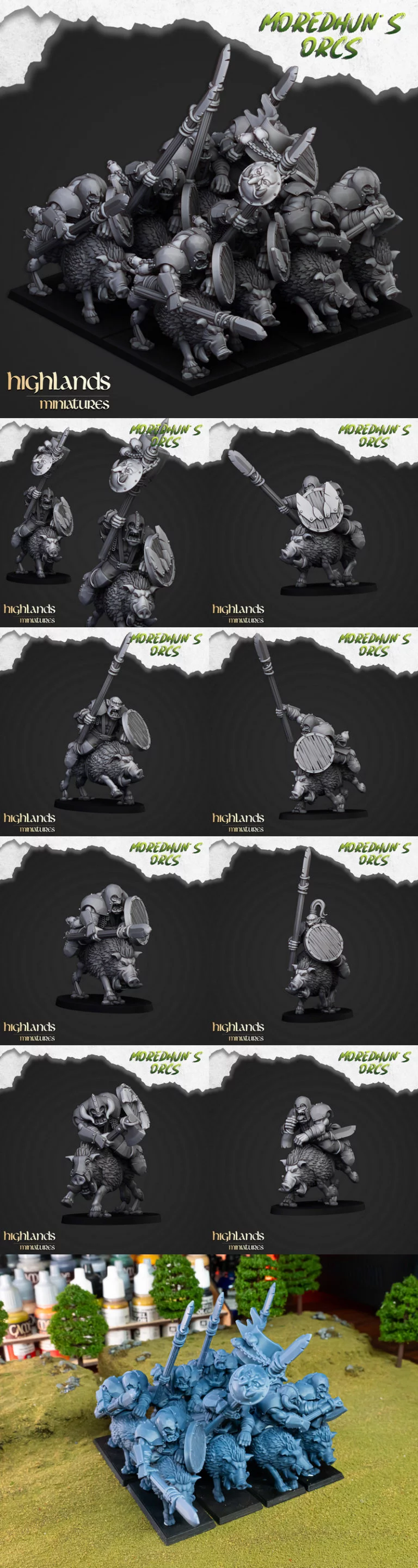 高地迷你模型——坐骑 Orc 3D打印雕塑|Highlands Miniatures – Mounted Orcs – 3D Print Model