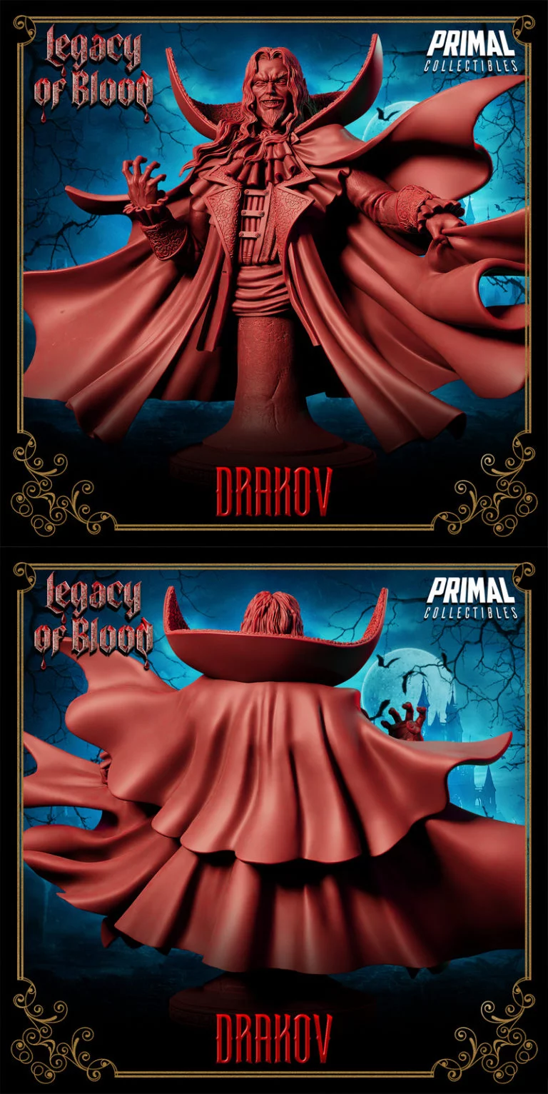 吸血鬼公爵——德劳克·德拉库尔 3D打印模型|Vampire Lord – Drakov Dracula Bust – 3D Print Model