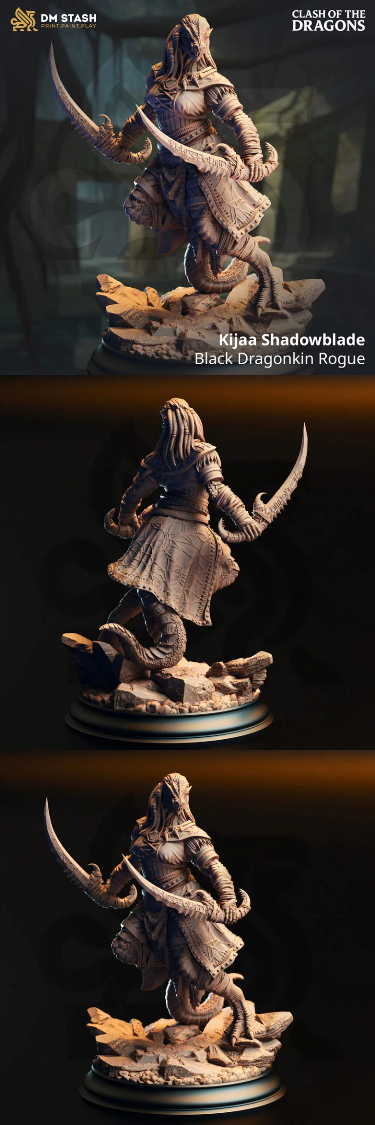 Kijaa Shadowblade – 黑龙族游侠 3D打印模型|Kijaa Shadowblade – Black Dragonkin Rogue – 3D Print Model