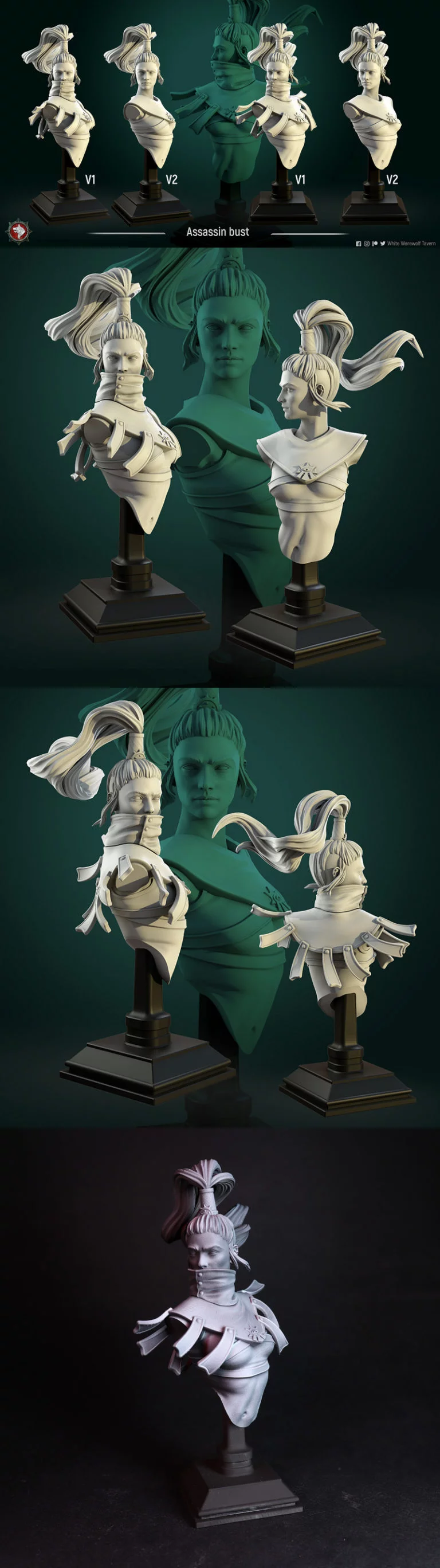 cult刺客模型——3D打印可玩角色设计|Cult Assassin Bust – 3D Print Model