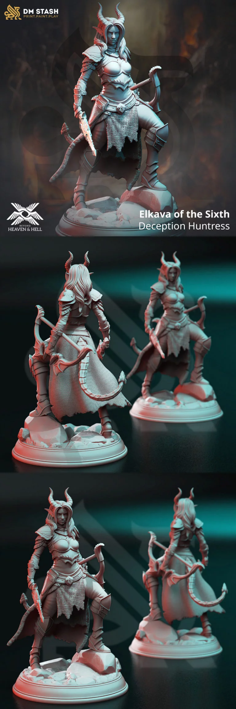 第六纪元： deception猎手 3D打印模型|Elkava of the Sixth – Deception Huntress – 3D Print Model