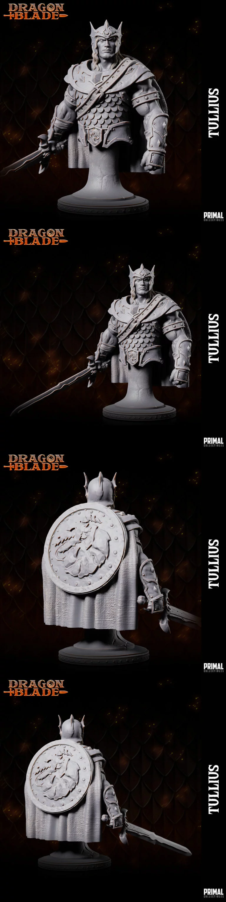 战士图里乌斯3D打印雕像模型|Warrior Tullius Bust – 3D Print Model