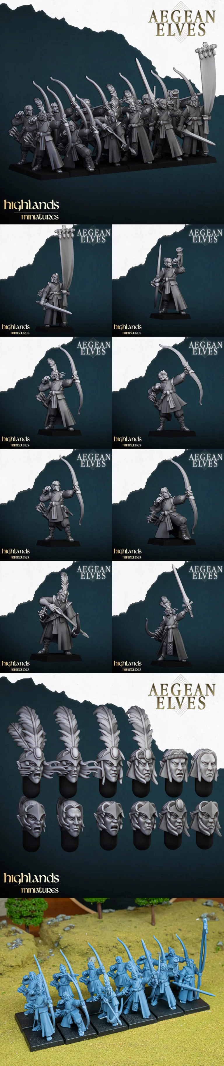 爱琴 elves 箭手 3D打印模型|Highlands Miniatures – Aegean Elves Archers – 3D Print Model