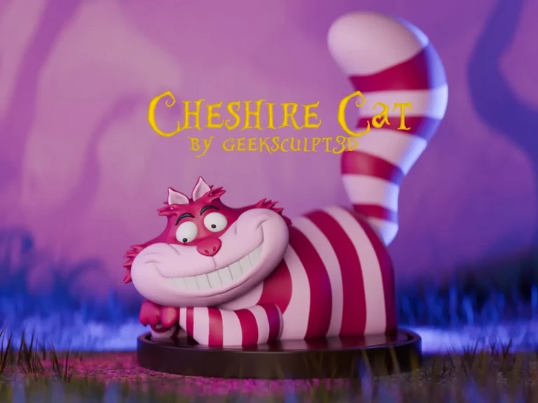 奇境冒险奇思妙想：柴郡猫3D打印模型|Alice in Wonderland Cheshire Cat Figurine – 3D Print Model