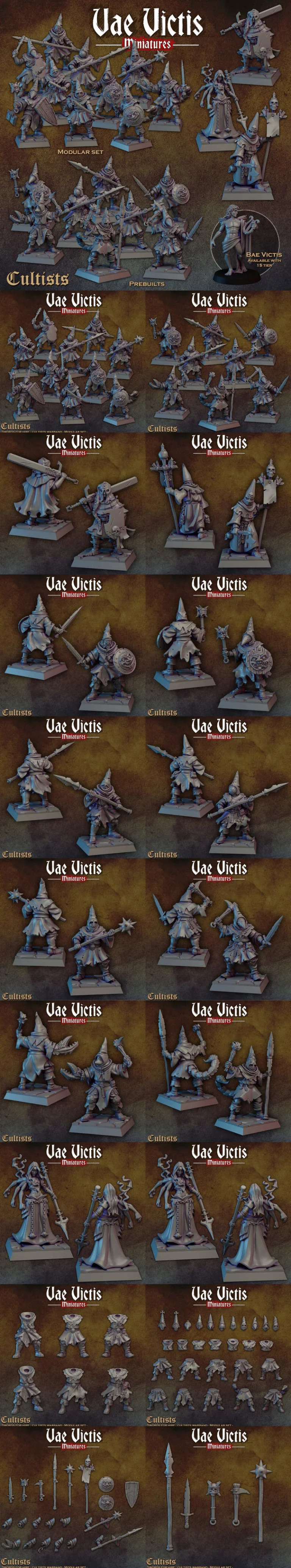 瓦尔维斯迷你模型——cultists 3D打印角色模型|Vae Victis Miniatures – Cultists – 3D Print Model