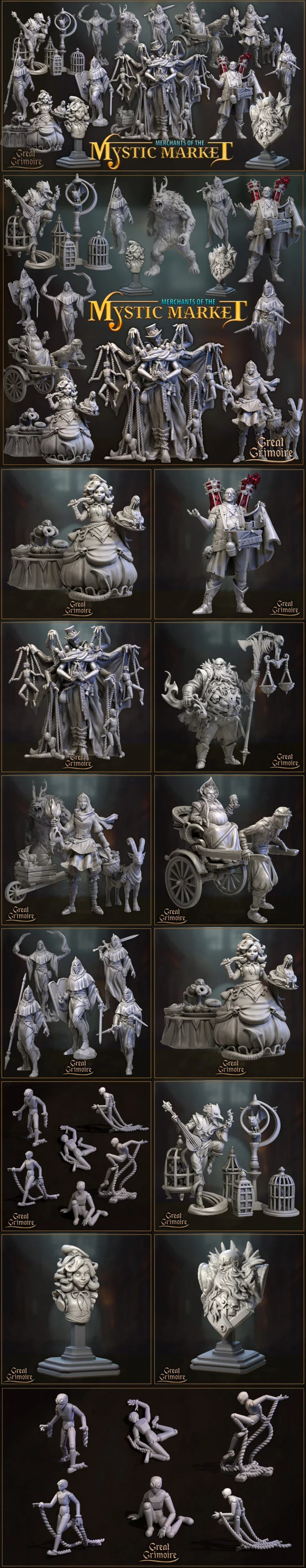 神秘市场商人——3D打印模型|Great Grimoire – Merchants of the Mystic Market – 3D Print Model