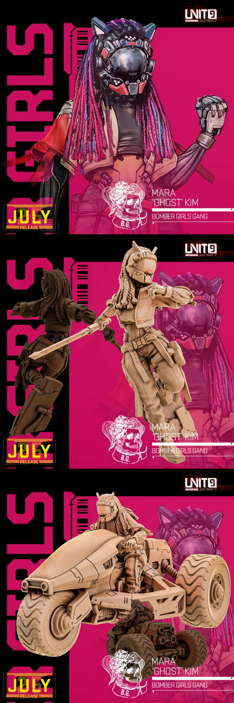 9号轰炸机少女小队——玛拉·鬼魂·金 3D打印模型|Unit9 – Bomber Girls Gang – Mara Ghost Kim – 3D Print Model