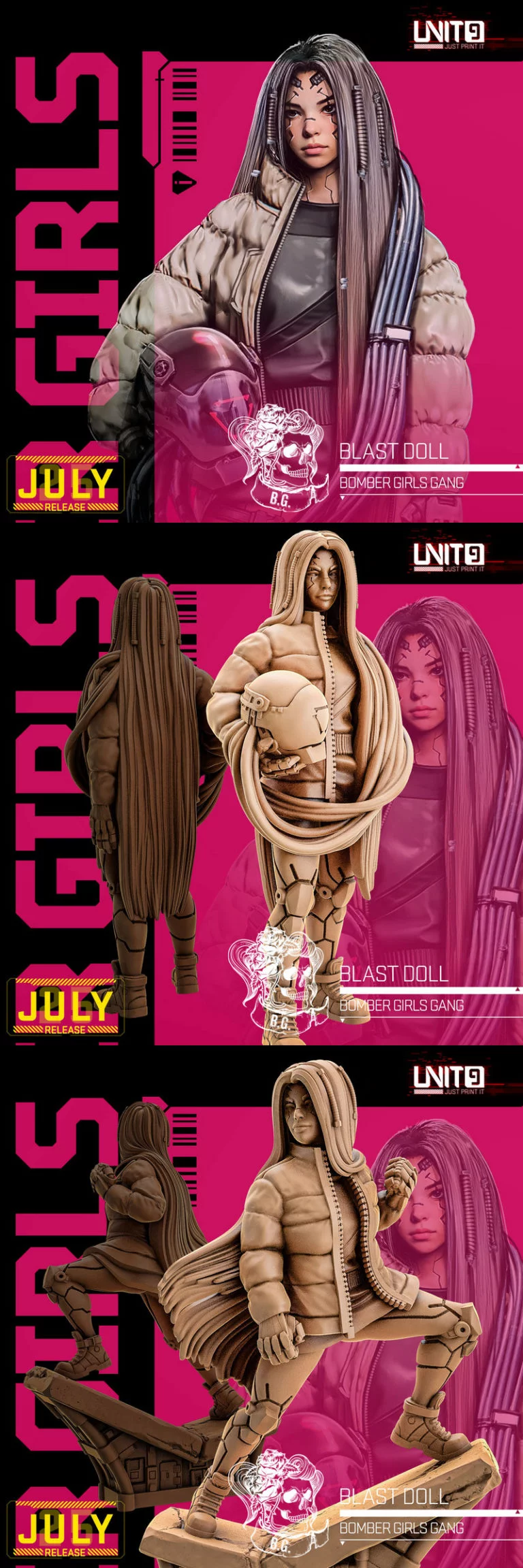 第九单元——轰炸机少女小队——爆破娃娃——3D打印模型|Unit9 – Bomber Girls Gang – Blast Doll – 3D Print Model