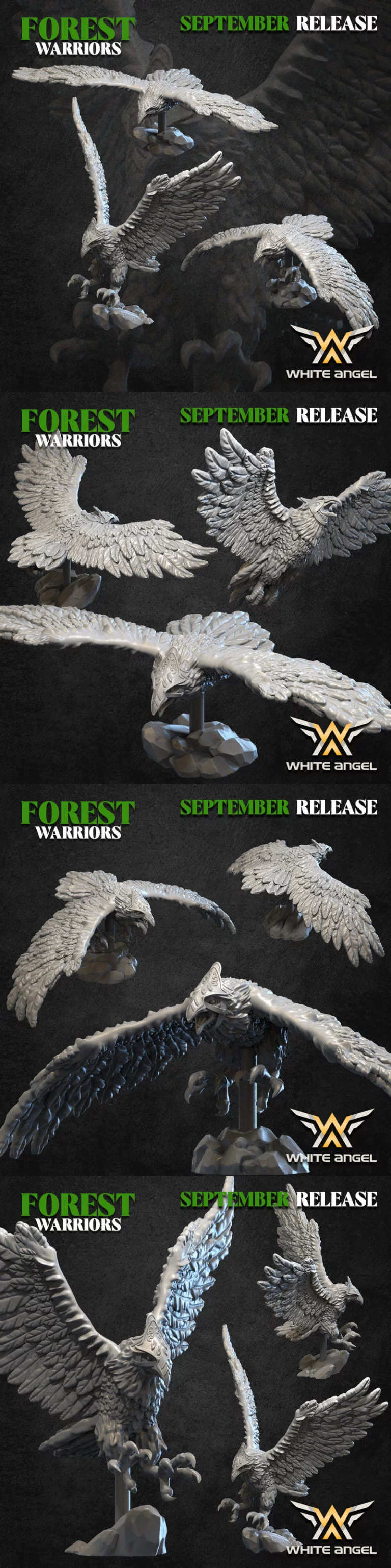 白天使迷你模型·森林战士·祖先鹰 3D打印版|White Angel Miniatures – Forest Warriors – Ancestral Eagle – 3D Print Model
