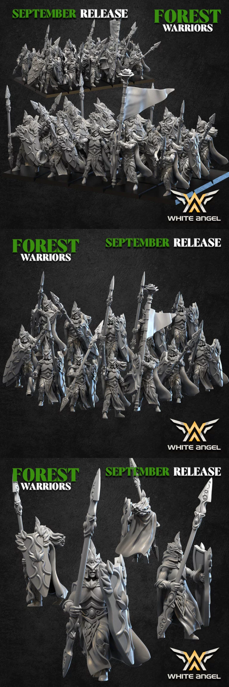 白天使迷你模型——森林守护者3D打印角色|White Angel Miniatures – Forest Warriors – Forest Guard – 3D Print Model