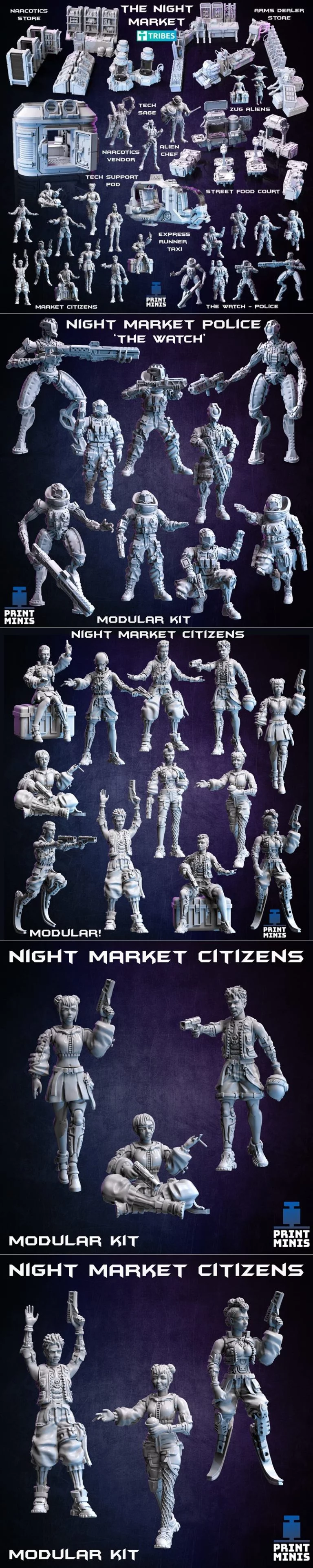 夜市小物——3D打印模型|Print Minis – The Night Market – 3D Print Model STL