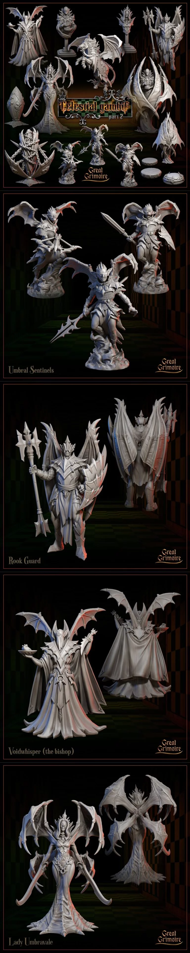 celestial之弈 - 影裔先驱者第二部分 - 3D打印模型|Great Grimoire – Celestial gambit – Shadowborn Vanguard part 2 – 3D Print Model STL