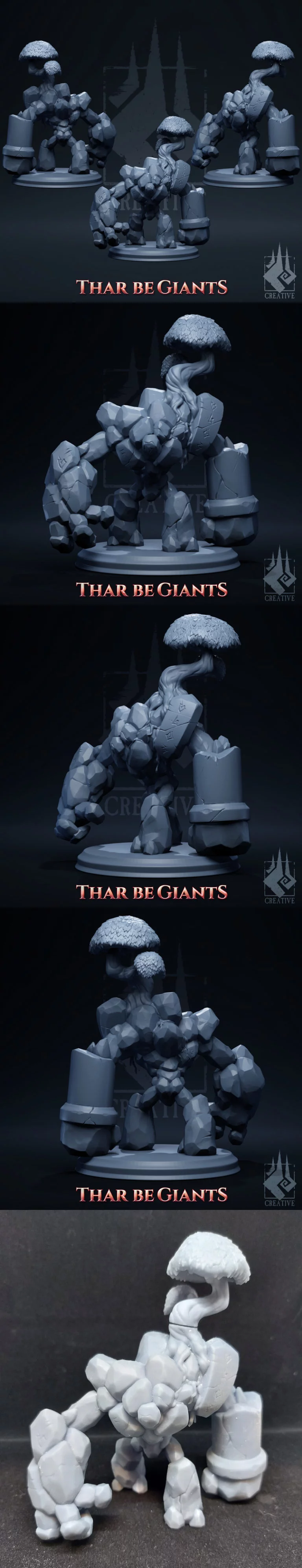巨兽出没——岩之石像人 3D打印模型|Thar Be Giants – Crag The Stone Golem – 3D Print Model