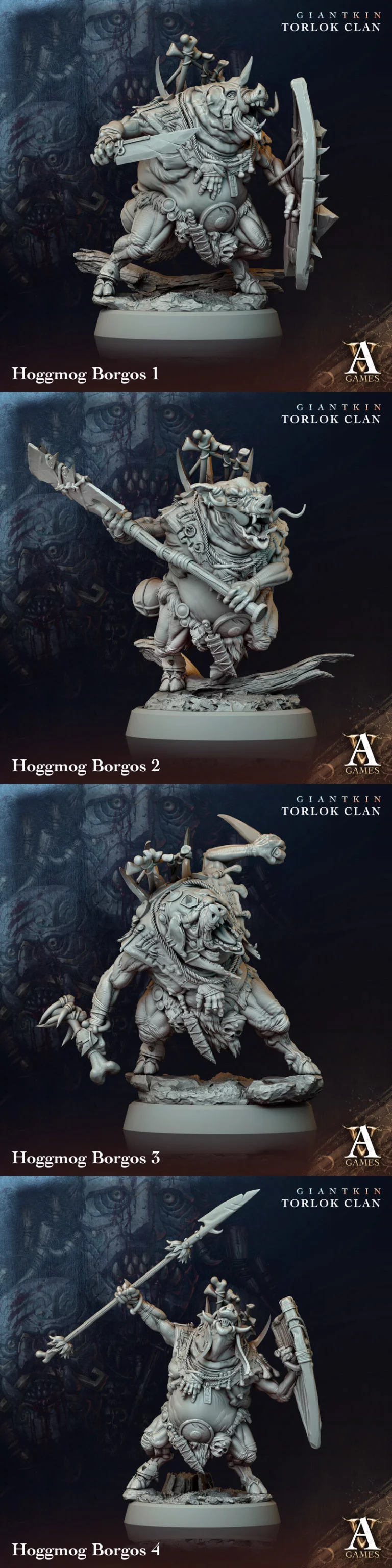 巨灵族托洛克家族——霍格莫格·博戈斯 3D打印模型|Giantkin Torlok Clan – Hoggmog Borgos – 3D Print Model