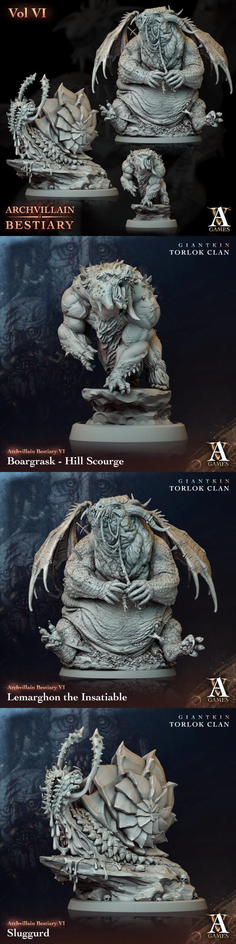 Archvillain游戏设定集第六卷：3D打印角色模型|Archvillain Games – Archvillain Bestiary Vol. VI – 3D Print Model