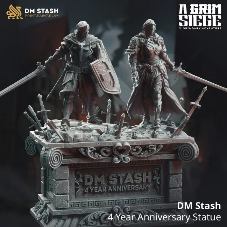 DM Stash 4周年纪念雕像 《Leopold与Lydia》3D打印模型|DM Stash – 4 Year Anniversary Statue – Leopold and Lydia Plinth – 3D Print Model