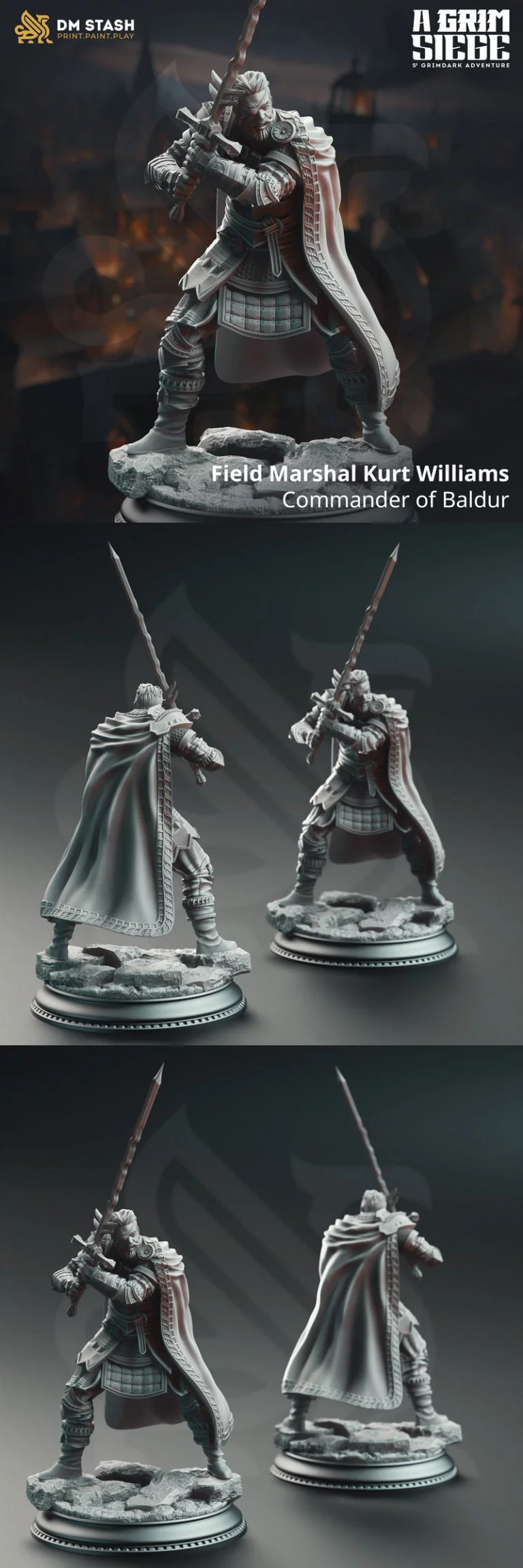 巴德尔指挥官 Kurt Williams 3D打印模型|Field Marshal Kurt Williams – Commander of Baldur – 3D Print Model