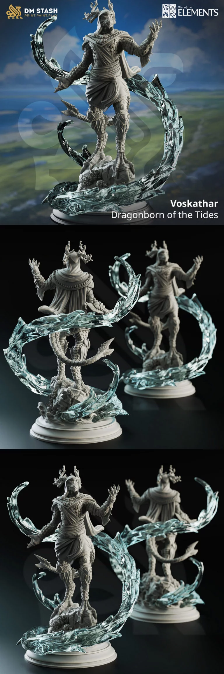 Voskathar——潮汐龙裔 3D打印模型|Voskathar – Dragonborn of the Tides – 3D Print Model