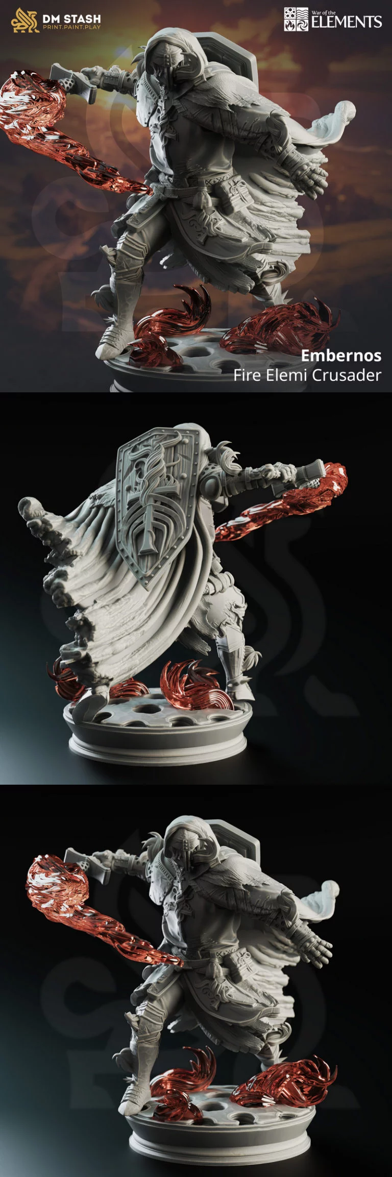 Embernos火元素勇士 3D打印模型|Embernos – Fire Elemi Crusader – 3D Print Model