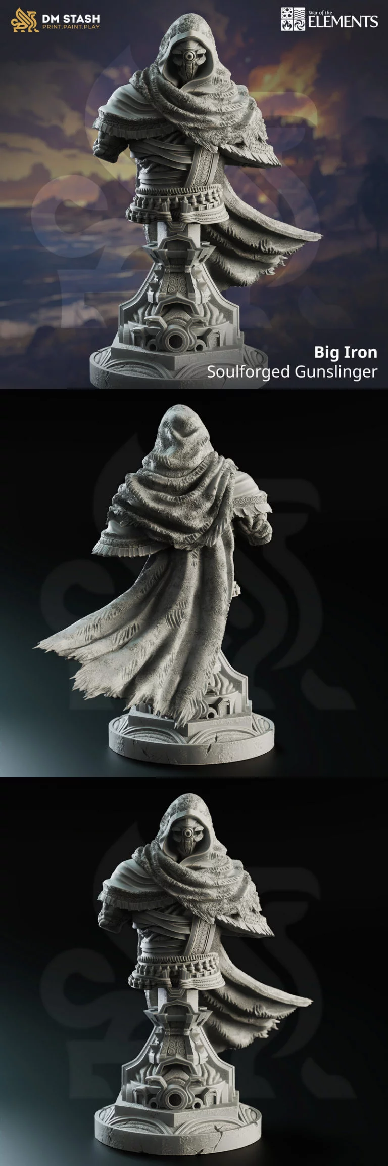 钢铁之心——魂铸枪手摆件 3D打印模型|Big Iron – Soulforged Gunslinger Bust – 3D Print Model