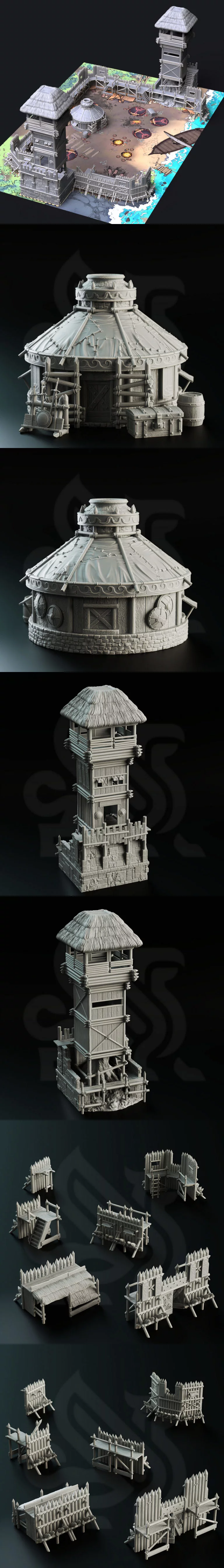 帕利萨德堡垒：科尔德尼营地3D打印模型|Palisade Fort – Terrain Set – Koldeni Encampment – 3D Print Model