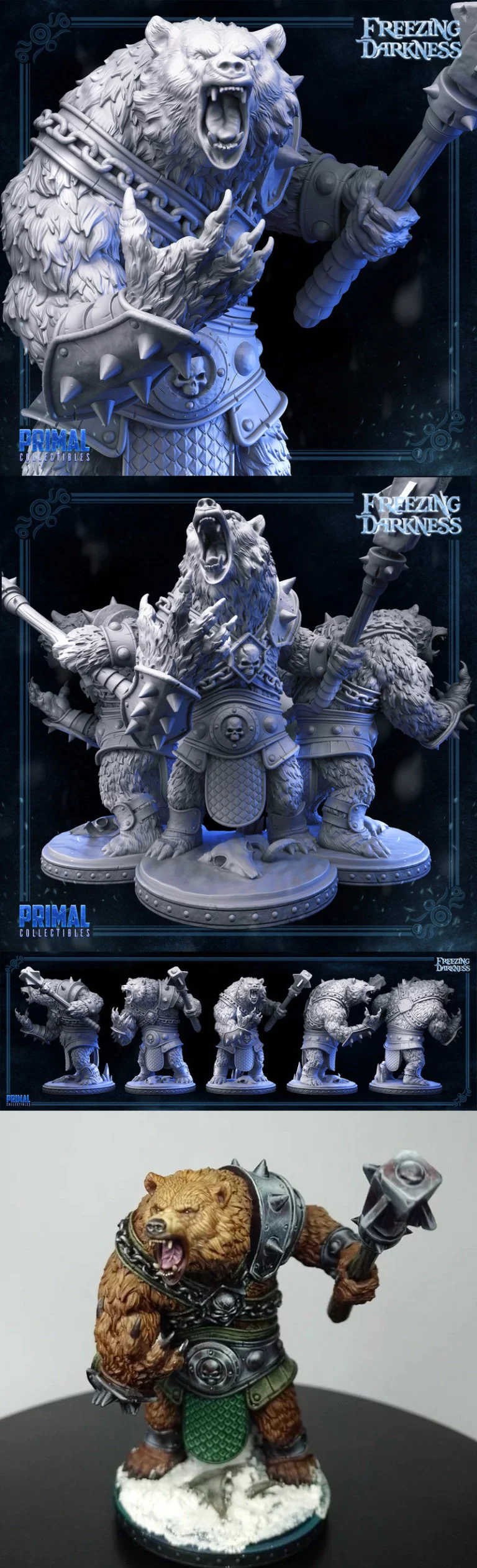 冻寒黑暗——战熊——3D打印模型|Freezing Darkness – War Bear – 3D Print Model