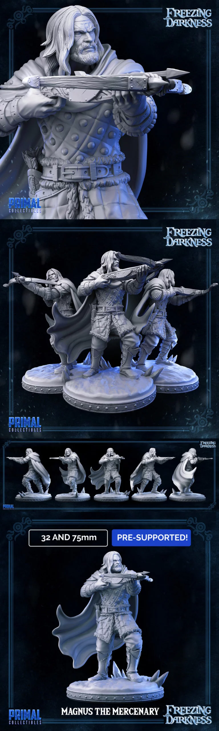 冻结的黑暗——魔诺斯佣兵 3D打印模型|Freezing Darkness – Magnus the Mercenary – 3D Print Model