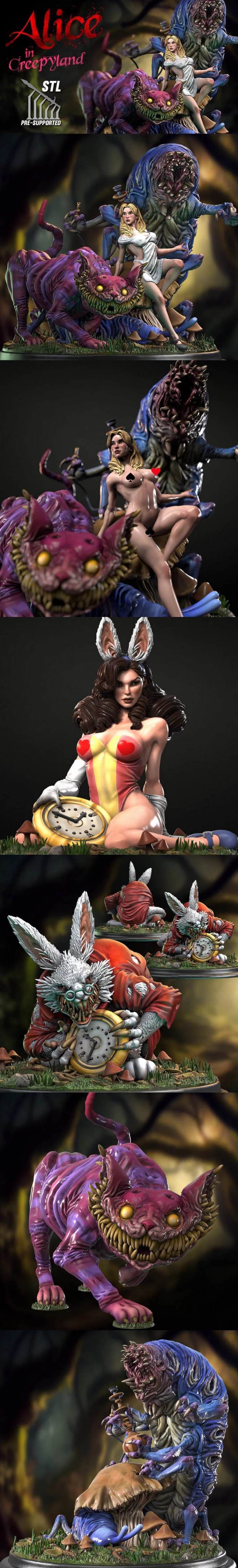 《爱丽丝在诡异之地3D打印模型》|Alice in Creepyland – 3D Print Model