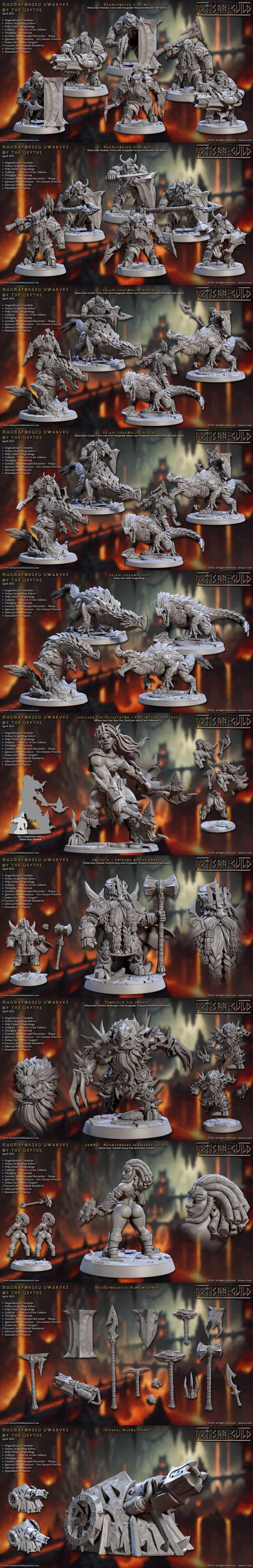 熔岩锻造地底矮人族（完整套组·72件）3D打印模型|Artisan Guild – Magmaforged Dwarves of the Depths (Complete Set – 72) – 3D Print Model